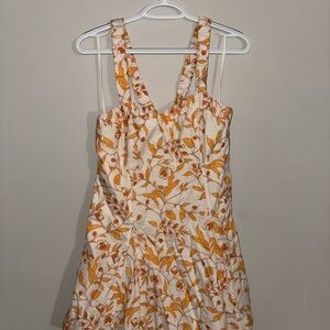 Anthropologie Floral Orange and Cream Dress